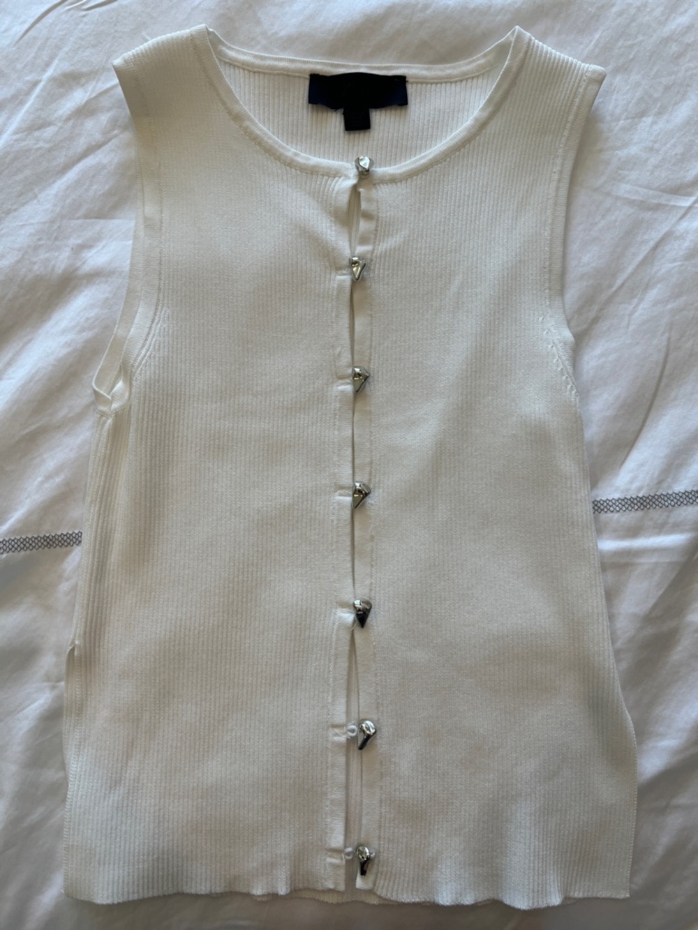 Zara white Sleeveless Button-Front Ribbed Tank